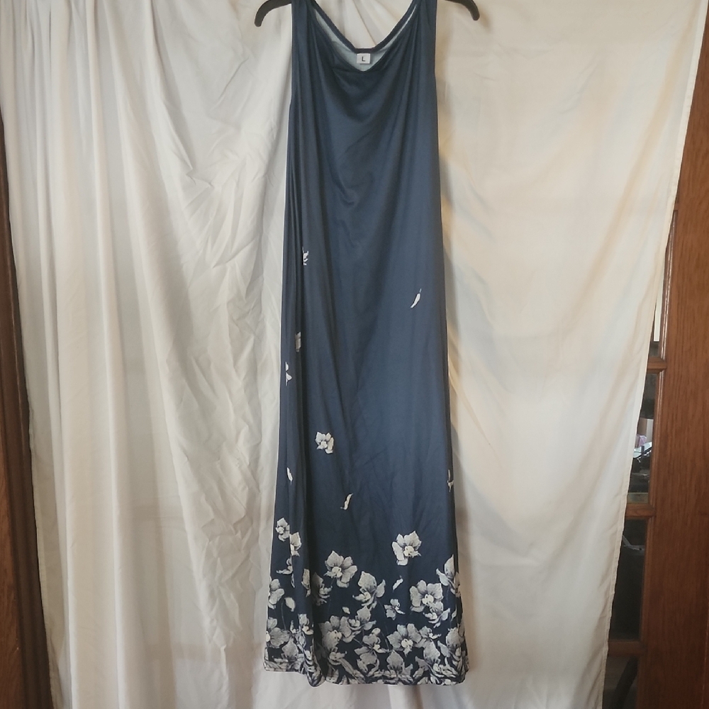 SHEIN Navy Blue Floral Maxi Dress